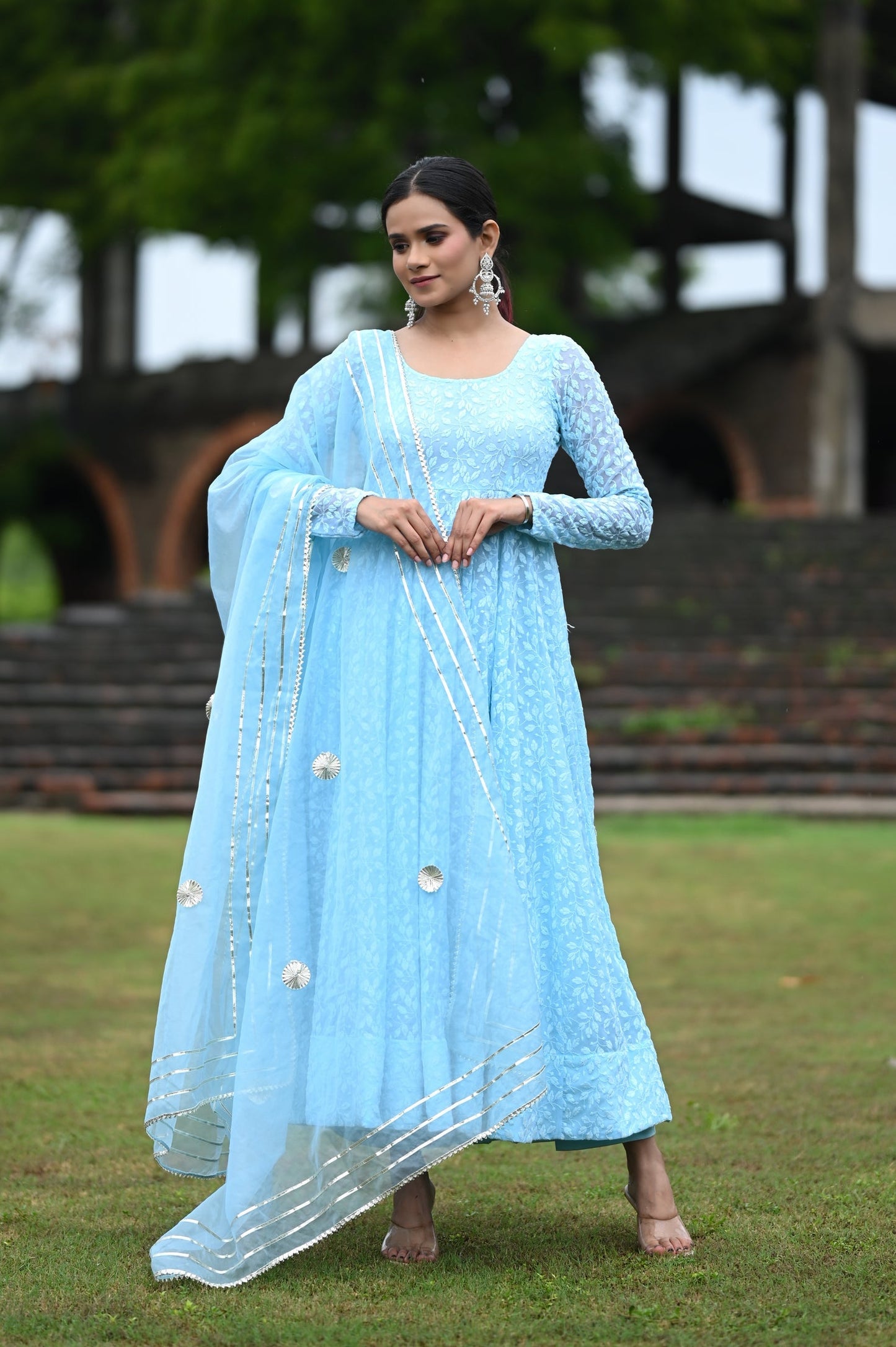 Powder Blue Anarkali