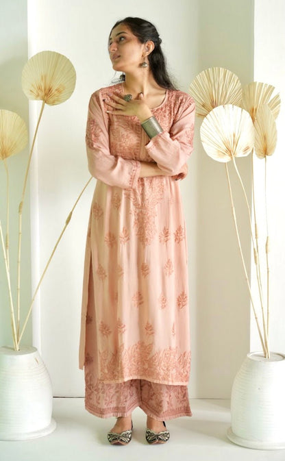 Gulbahar Chikanakri kurti in Beige