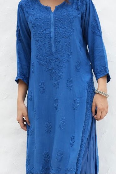 Gulbahar Chikanakri kurti in Royal blue