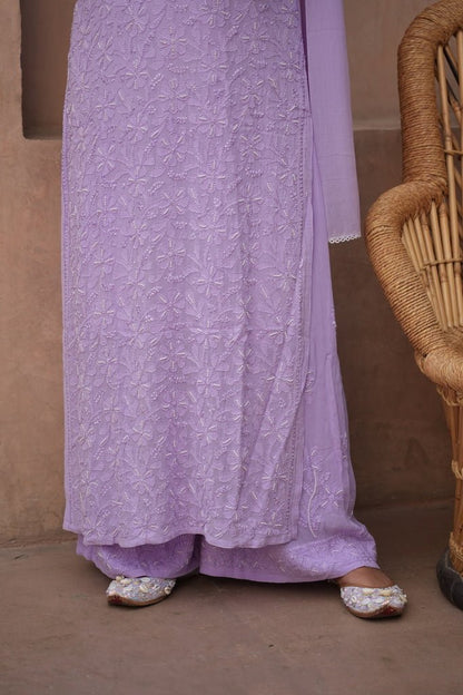 Sia chikankari and pearl set in Lavender