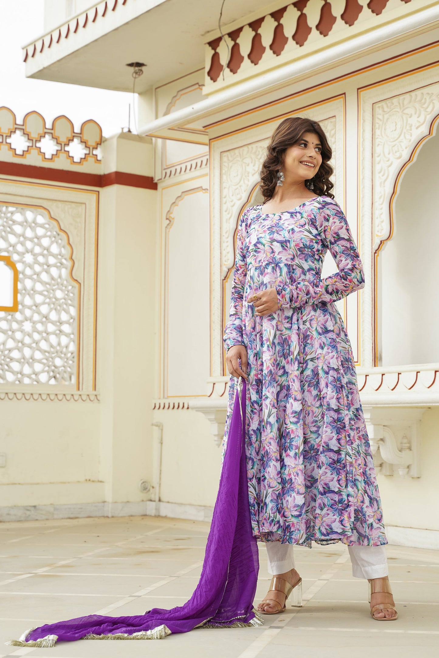 Purple Bloom Anarkali Suit Set