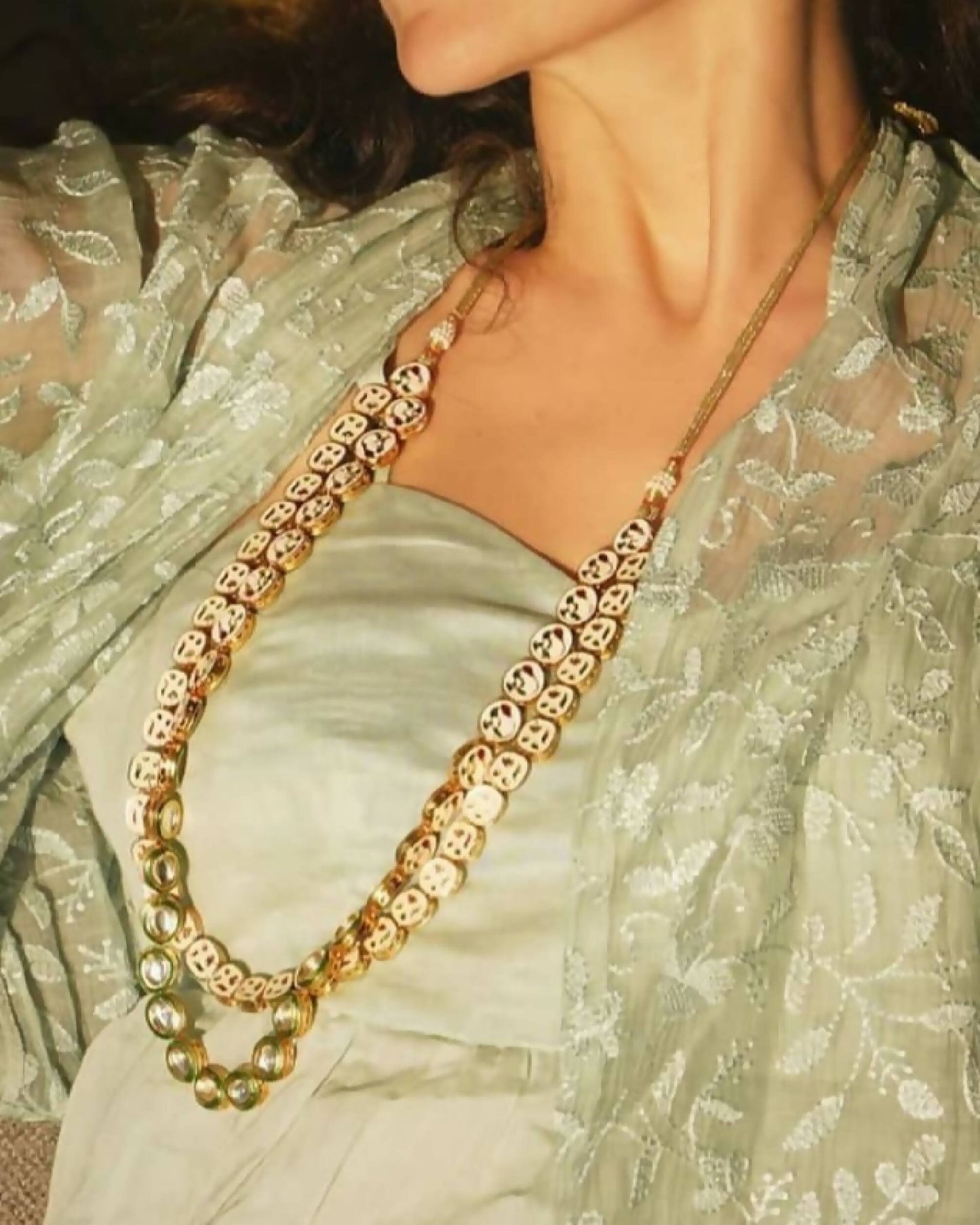 INAYAT - DOUBLE-LAYER LONG POLKI NECKLACE