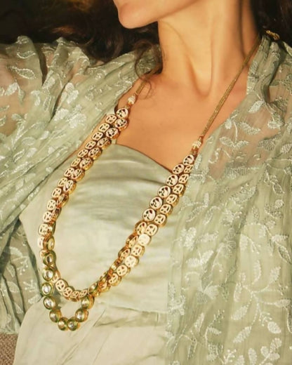 INAYAT - DOUBLE-LAYER LONG POLKI NECKLACE