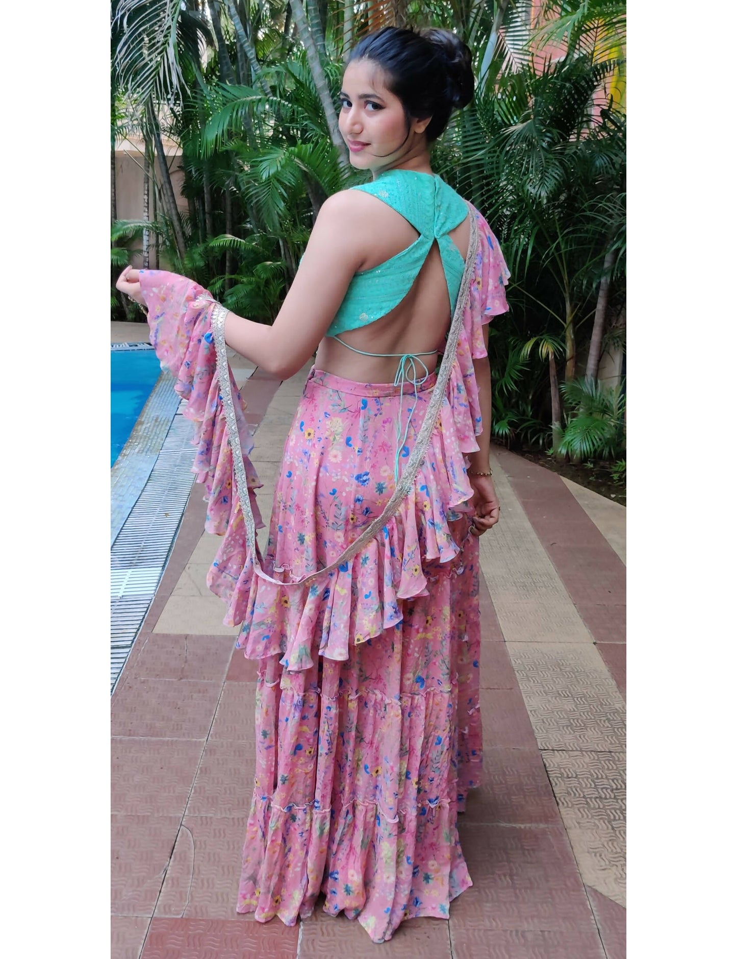 Pink Printed Lehenga Set