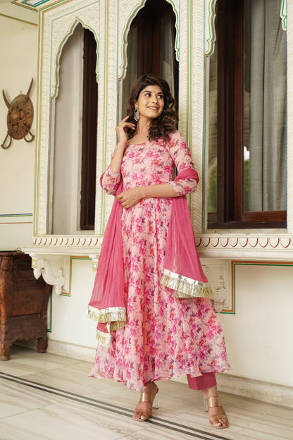 Bubble Pink Chiffon Anarkali