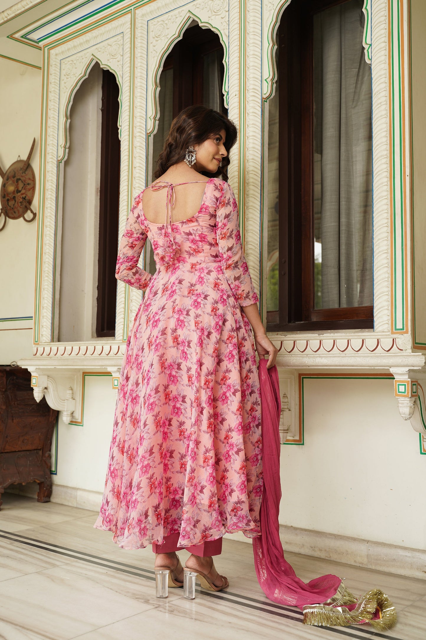 Bubble Pink Chiffon Anarkali