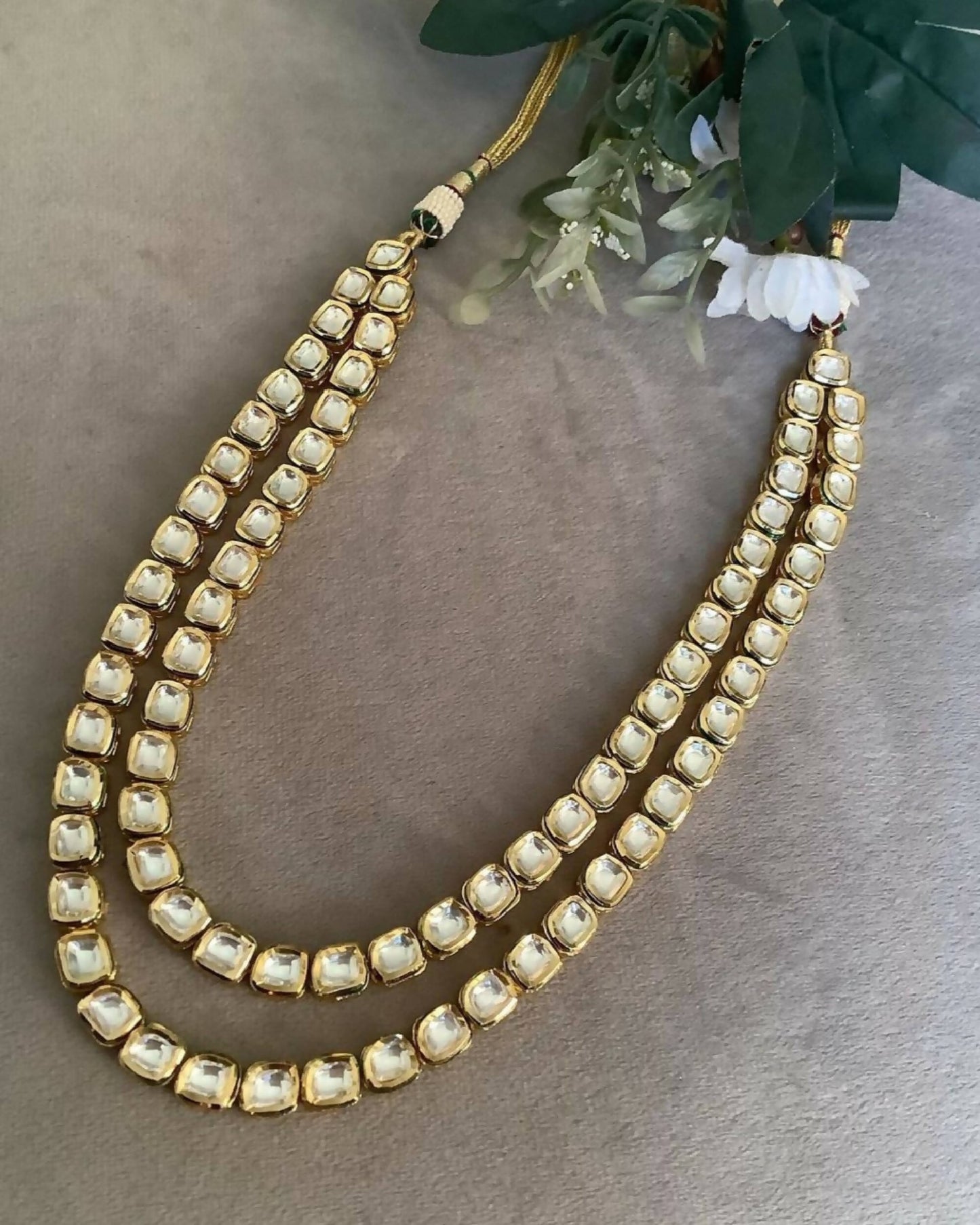 INAYAT - DOUBLE-LAYER LONG POLKI NECKLACE