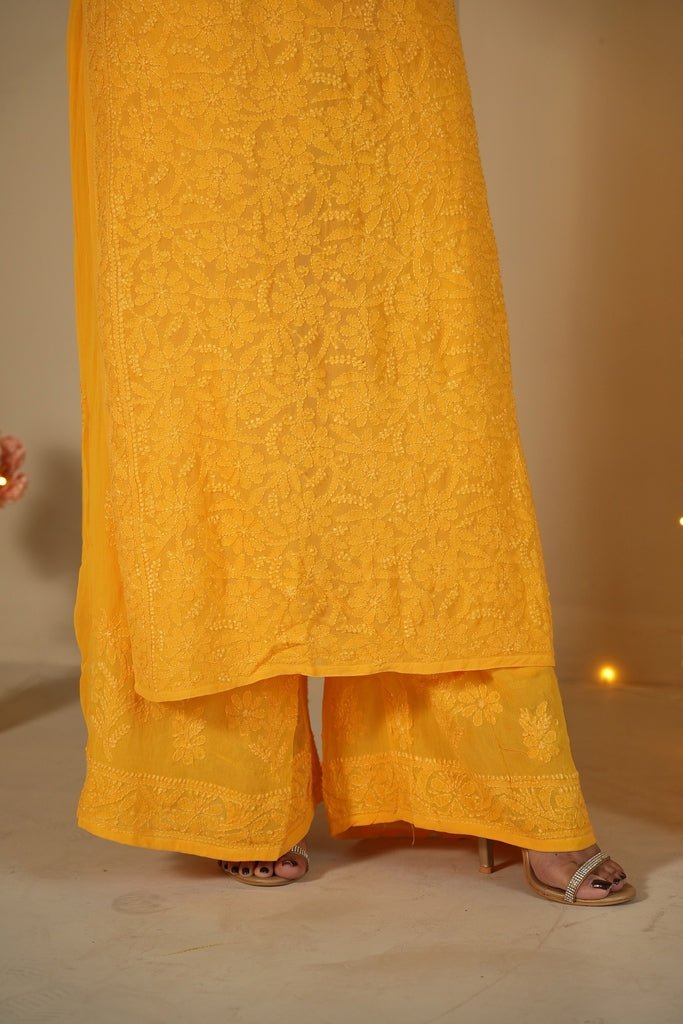 Hoor chikankari set in Yellow