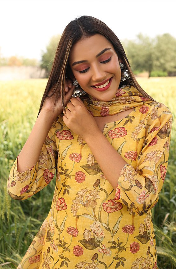 Mustard Floral Suit Set