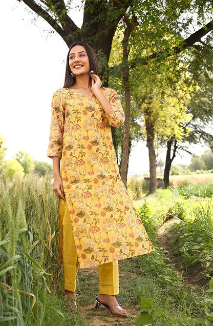 Mustard Floral Suit Set